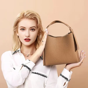A-103 Large Capacity Food Basket Polyester Fashion High-End Zipper Cowhide Genuine Leather Women's Shoulder Crossbody Bag