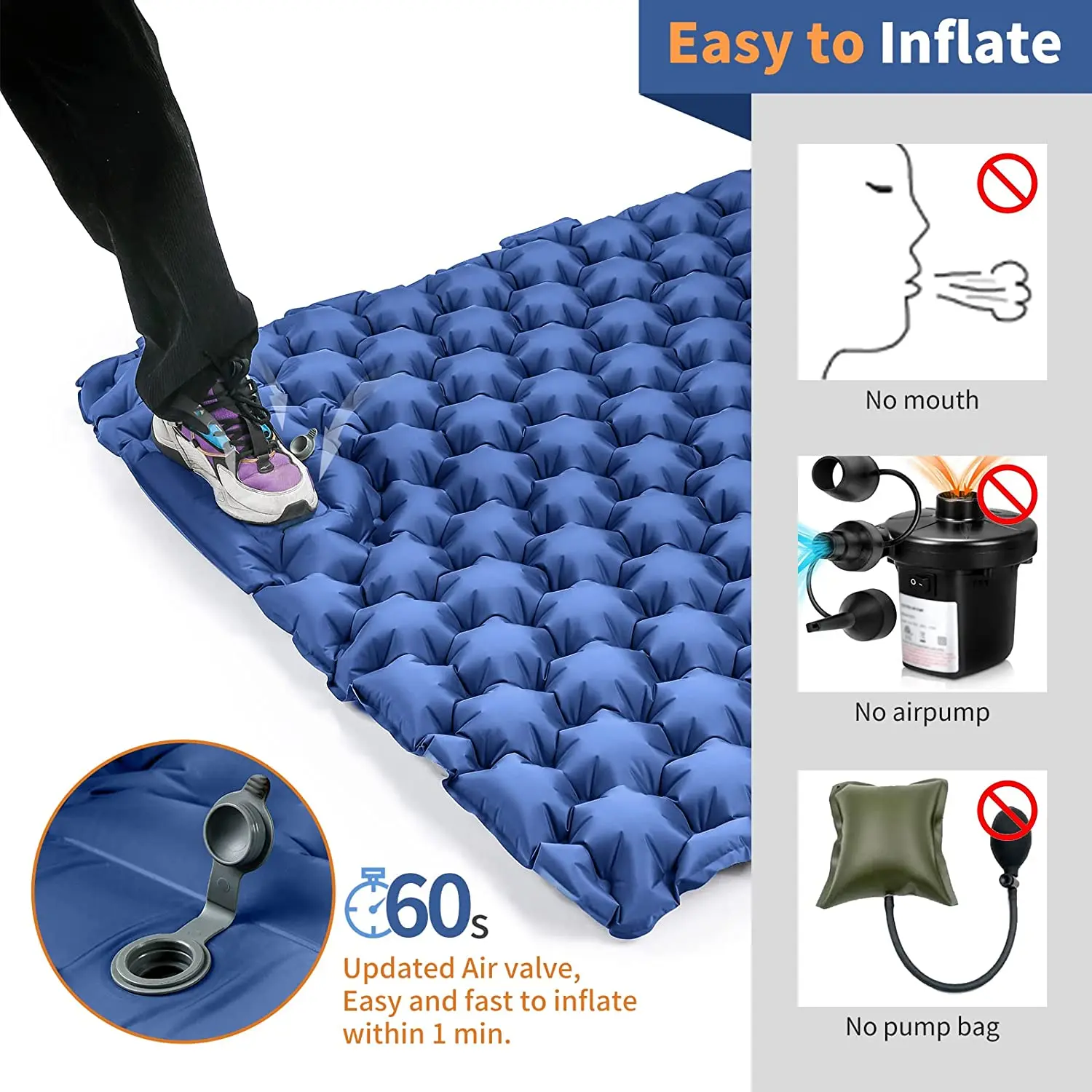 Double Sleeping Pad Camping Self Inflating Camping Pad With Pillow ...