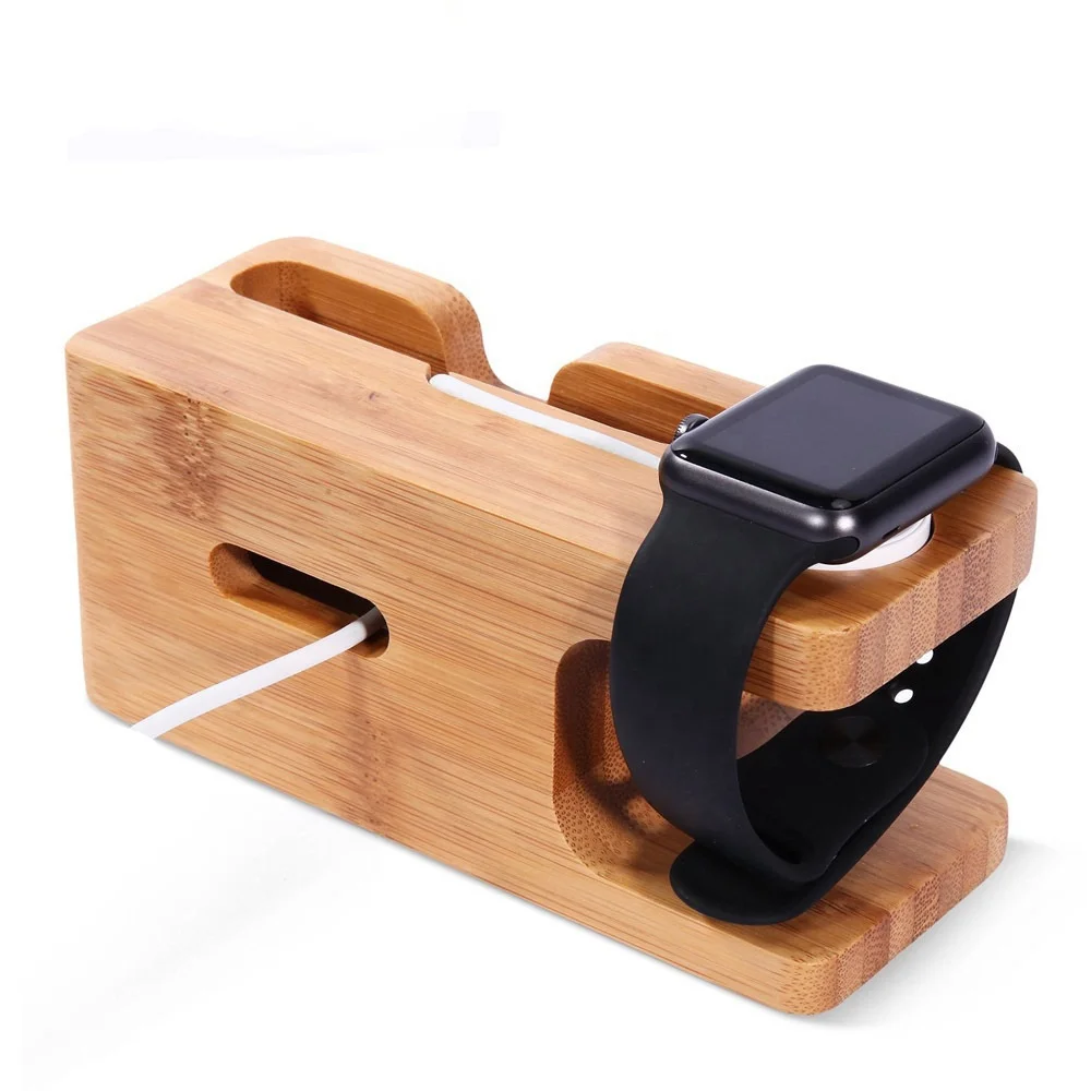 Charging Dock for Apple Watch Phone Stand Station Wood Base Charger Holder for Apple Watch IWatch IPhone Bamboo