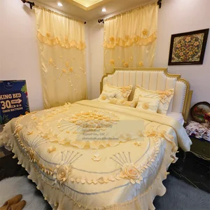 2026 10pcs Luxury Duvet with Curtains Wedding Comforter Bedding Set Warm Comforter Lace Princess Quilt for All Season
