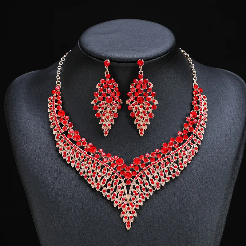 KIKI Luxury Rhinestone Necklace and Earrings Set for Women