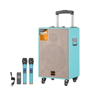 B-V12  Wholesale 60W Subwoofer Speaker With Double Microphones Home Party  Portable Outdoor Wireless Speaker Karaoke