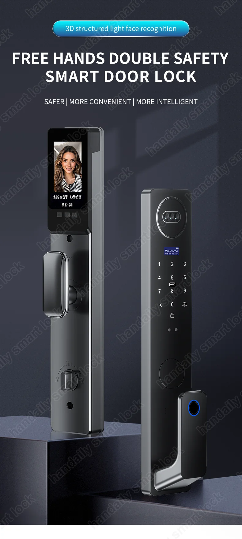 Wholesale Price Smart 3D Face Recognition Door Lock With Camera Digital ...