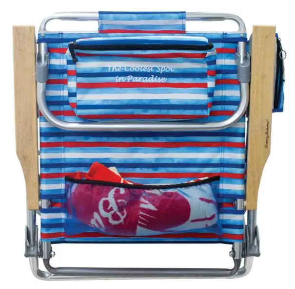 5position Classic Lay Flat Folding Backpack Beach Chair,Red,White,And