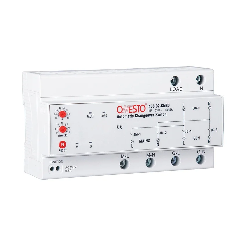 Onesto Dual Power Automatic Changeover Switch 63A Automatic Changeover Switch 1P+N Generator Transfer Switch