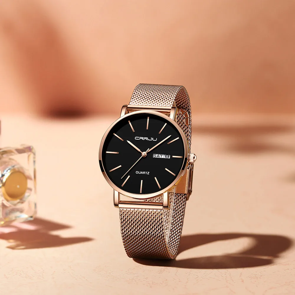 CRRJU Original Factory Waterproof Minimal Design Japan Movement Ladies Silver White Watch
