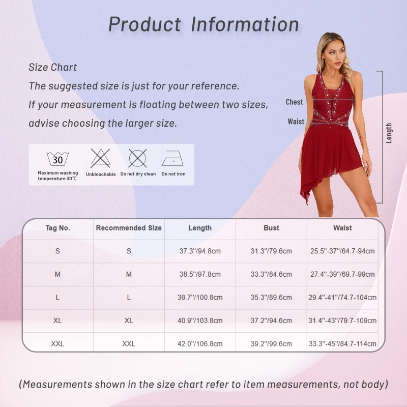 Hot Sale Womens Sleeveless Latin Dance Dress Asymmetrical Hem