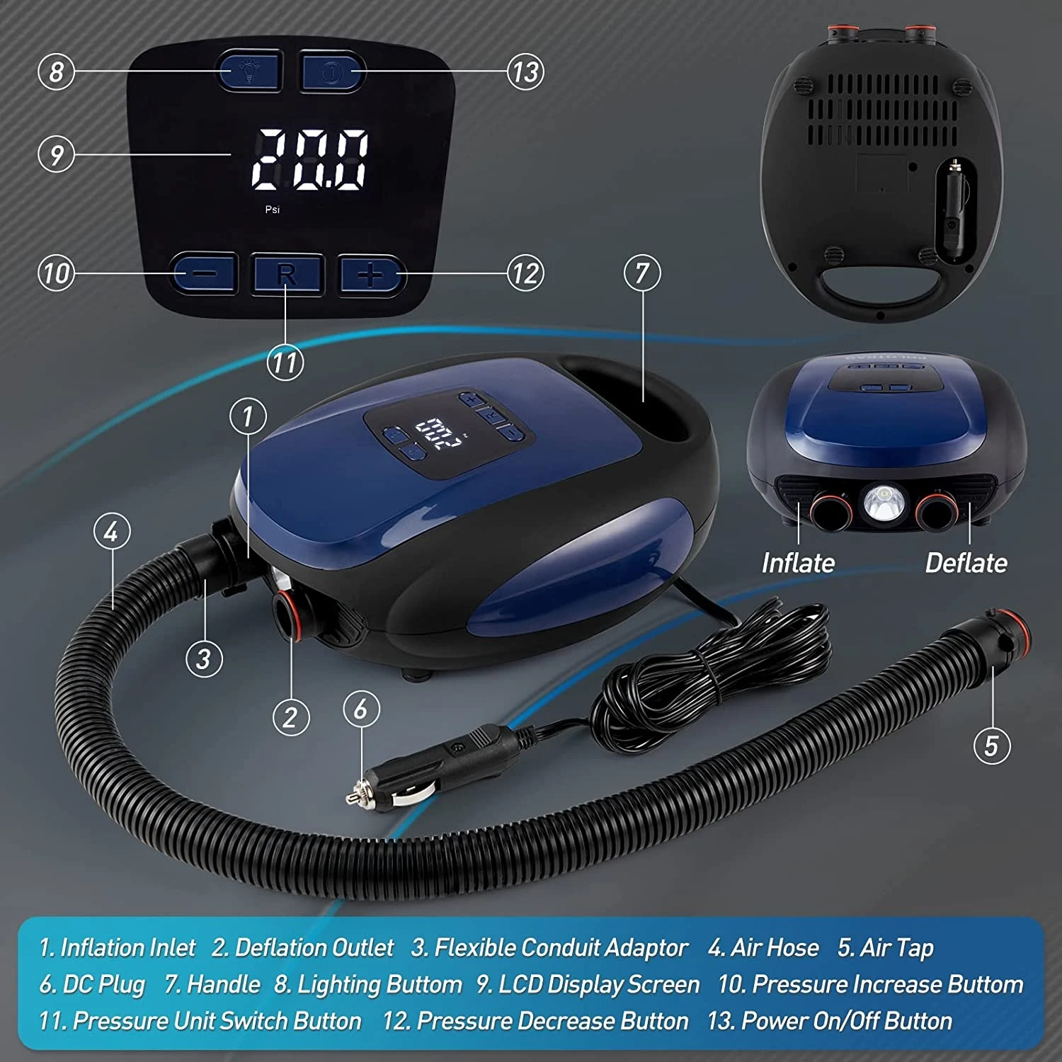 Paddle Board Pump Professional Portable Air Compressor With Autooff