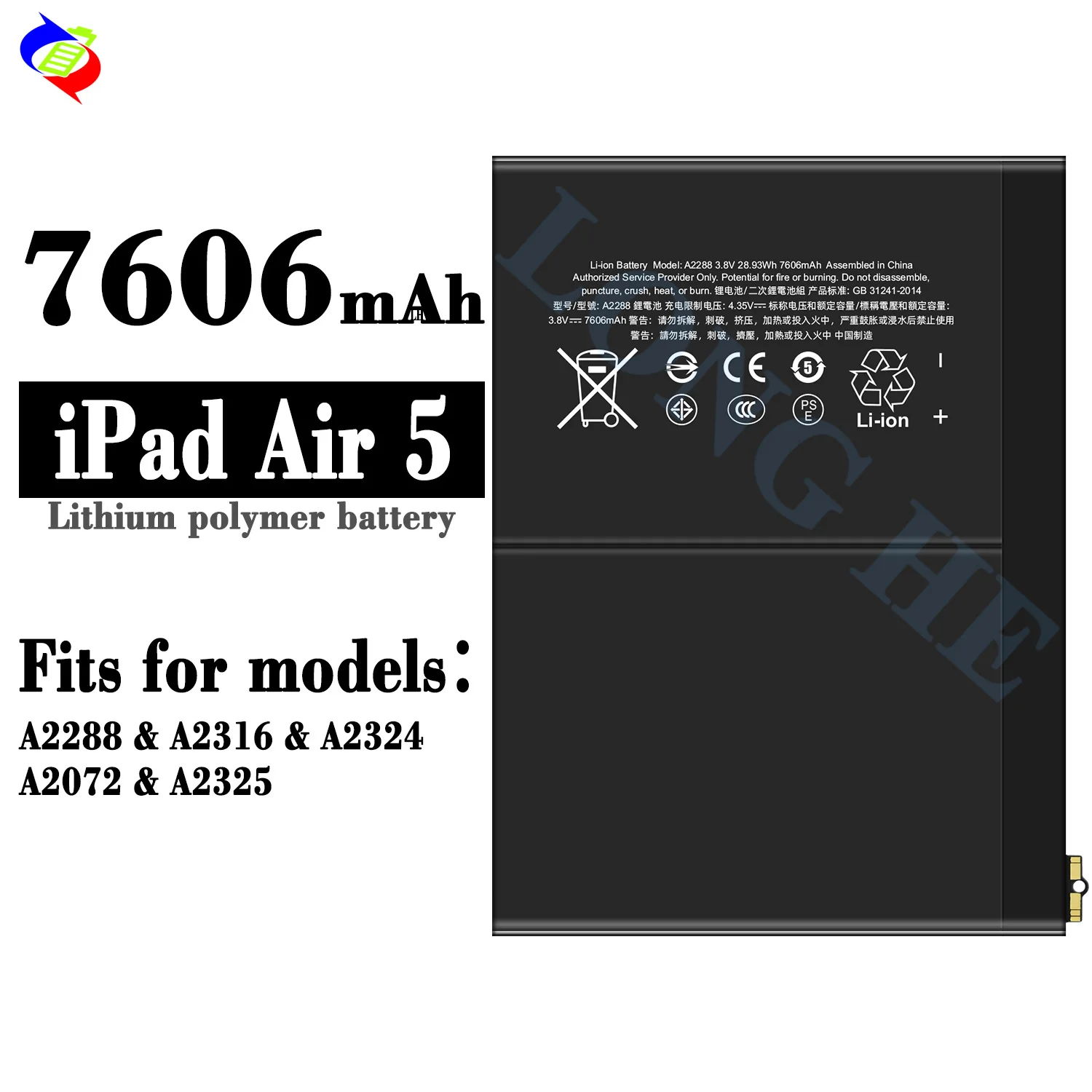 Tablet Battery Replacement for iPad 5 Air A2288 A2316 A2324 A2072