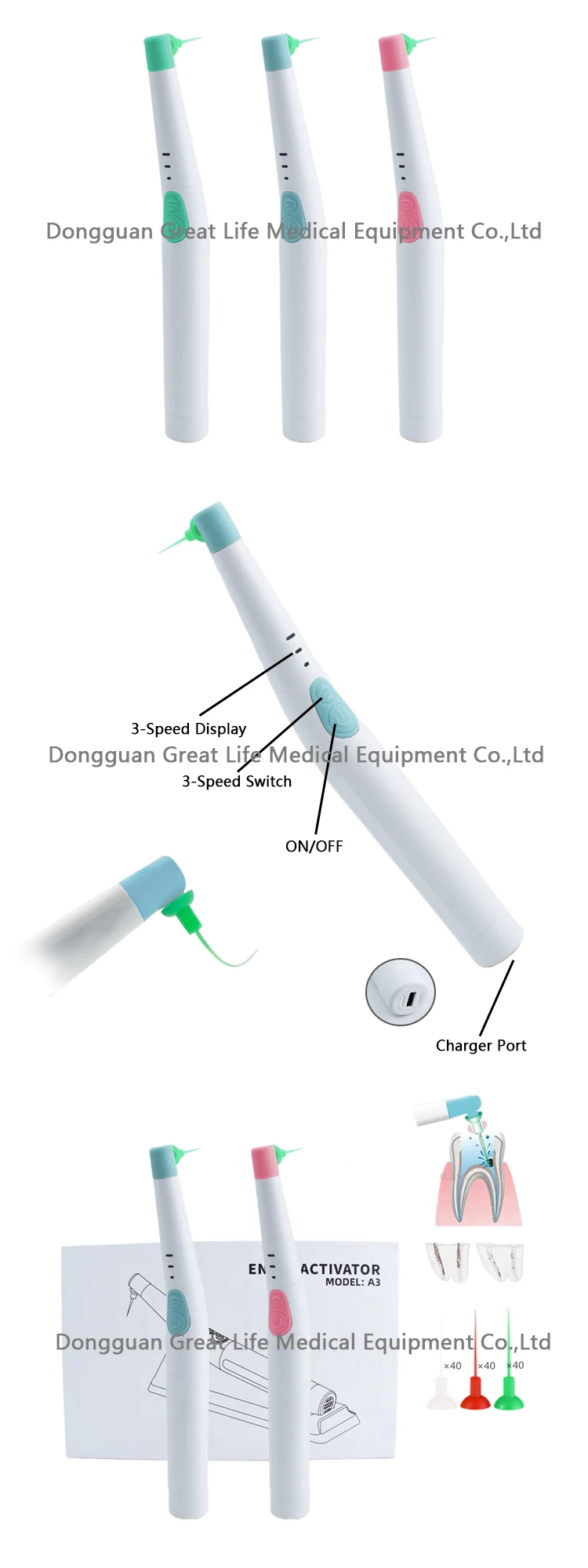 Dental Sonic Irrigator Root Canal Treatment A3 Oral Sonic Endo Ultra