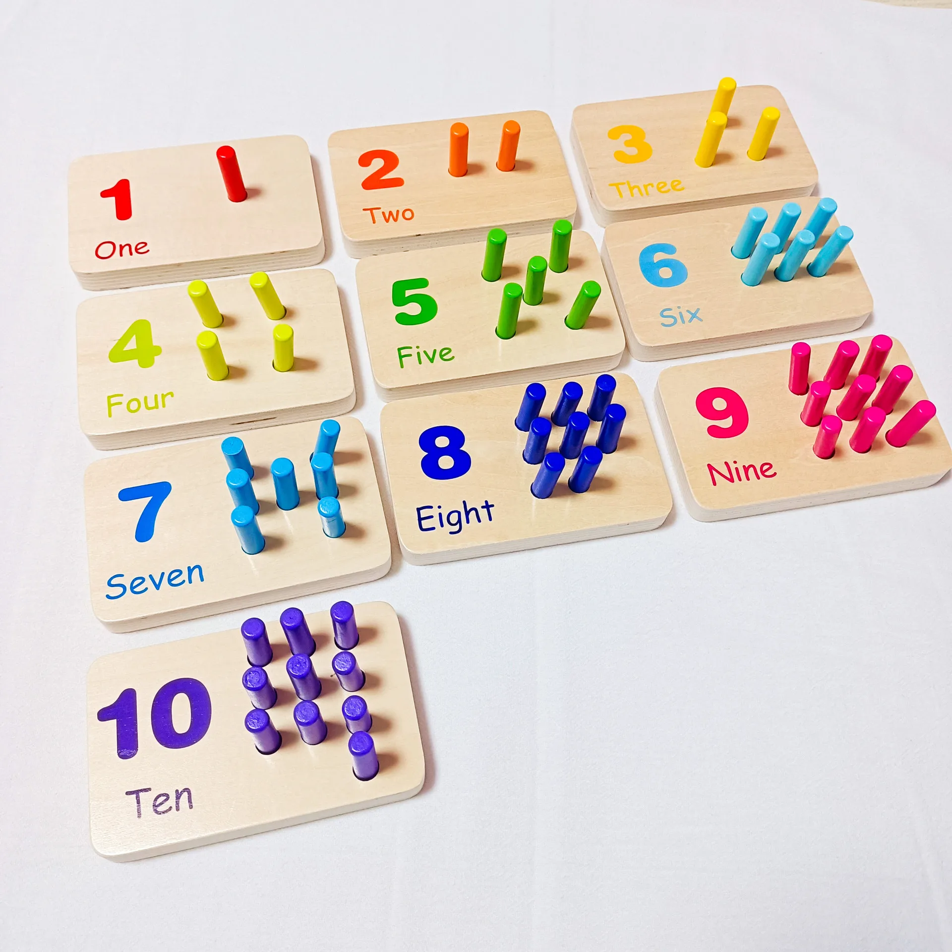 CPC CE Montessori Wooden Math Manipulative Materials Number Counting Peg Board Learning Toy for Toddlers