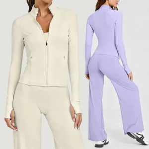 XW-AJK8002 Athletic Apparel Sportswear Gym Pilates Activewear High Quality Workout Clothing Gym Clothes Tops Custom Jacket Logo