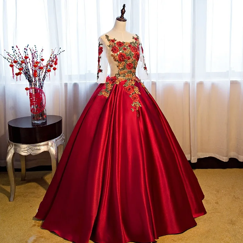 Zx-623 Bride Long Sleeve The New Wedding Dress Embroidery Evening Dress ...