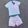 Light blue and pink print