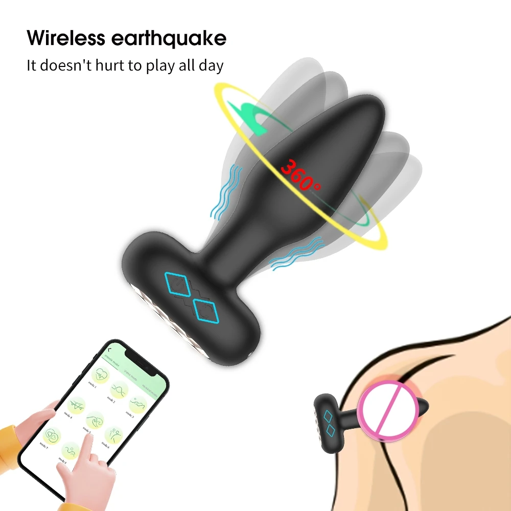 APP Control Male Anal Plug 10 Vibration Modes Anal Sex Toy Prostate  Massager Vibrador Anal for Men Thrusting