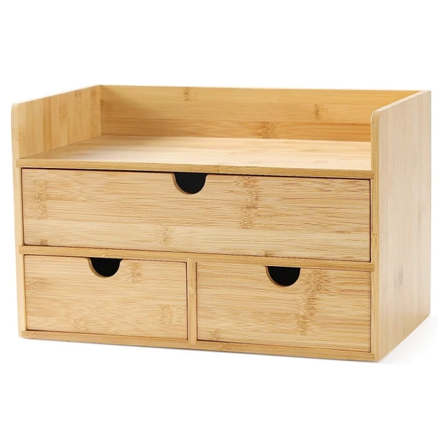 Office desktop multi-functional Desk Organizer Bamboo Drawer Tabletop Storage Box for Office Home Toiletries Supplies