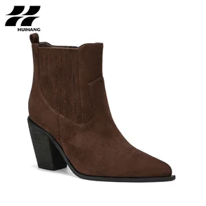 Glamorous Women's Ankle Boots with Chunky Square Heels Comfortable for Casual Fashionable Look for Females Solid Pattern Design
