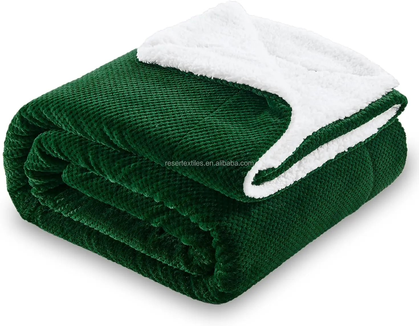 50 X 60 Inches Reversible Sherpa Fleece Waffle Throw Blanket Super Soft Lightweight Fluffy Plush Bed Solid Raschel Blanket