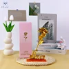 GOLD rose with pink box