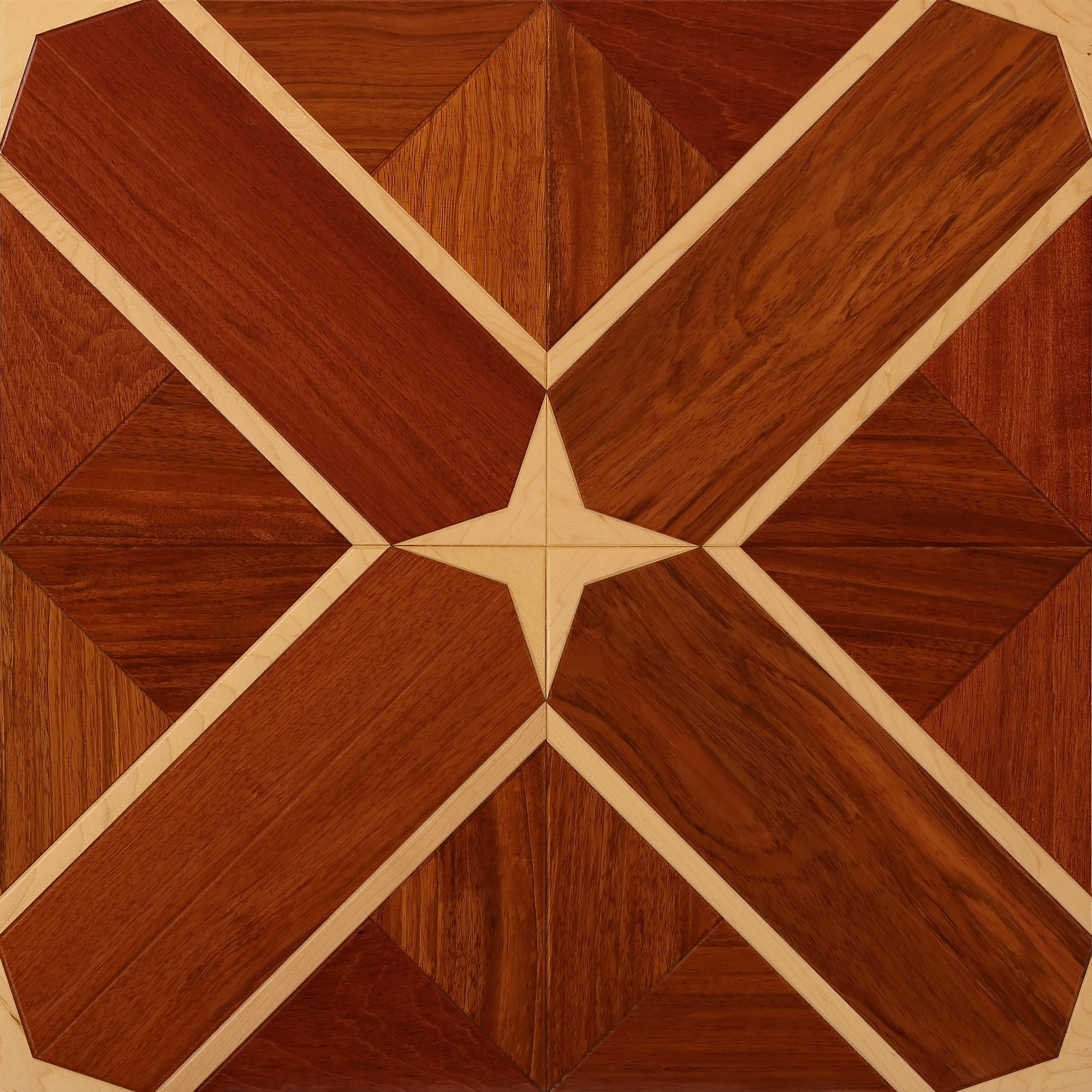 Good Quality Burma Teak Canadian Maple Inlay Solid Wood Art Parquet  Flooring