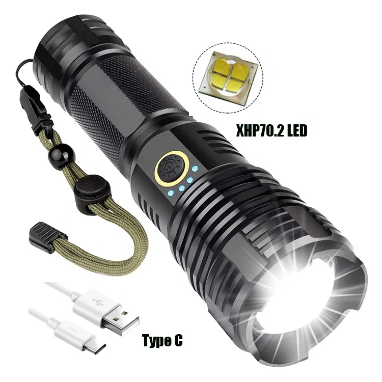 Rechargeable XHP70 Led Flashlight 10000 High Lumens Tactical Light  Waterproof Zoomable 7 Mode Camping Emergencies Flashlights