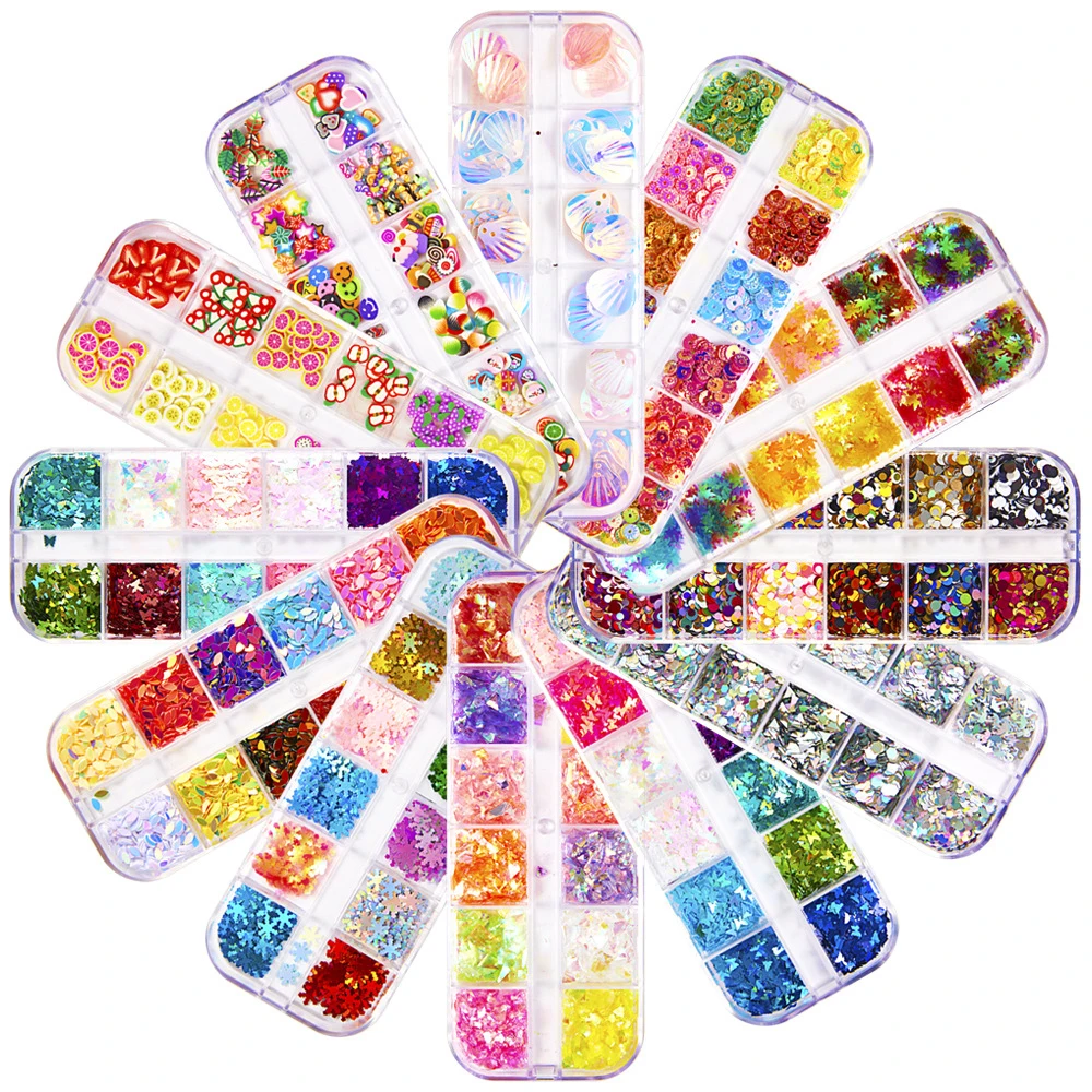 Optional Color Holographic Butterfly Kit Glitter For Nail Decoration And Lipgloss 12-Color Set
