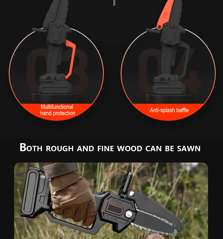Small Handheld Cordless Electric Chainsaw With 2000mAh Li Ion Battery