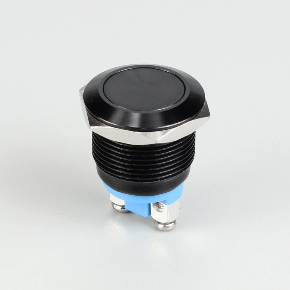 19MM Metal Push Button Switch ON-OFF Flat Button Push Switch 2Pin Momentary Push Button Switches with Screw Terminal