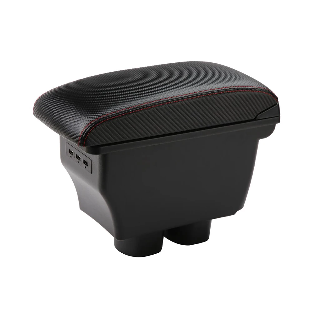 For R50 Auto Parts Universal Leather Car Storage Central Store Storage Box With USB Charger Car Center Console Armrest Box