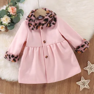 Customizable Baby Girl Winter Warm Thick Coat Infant Toddler Baby Leopard Collar Jacket Warm Baby Clothes for Kids