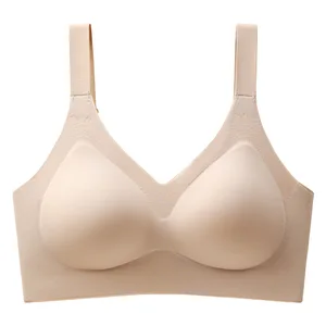 Stylish Large Size Seamless Wireless Sticky Bra Deep V-Neck Soft Thin Skin Friendly Deep V-Neck Push-up Bra Breathable Large Cup