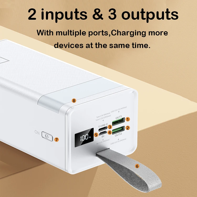 Remax Outdoor Power Bank 50000Mah Fast Charging Portable Charger  Powerbank 50000 MAh Power Bank With Led Display Light