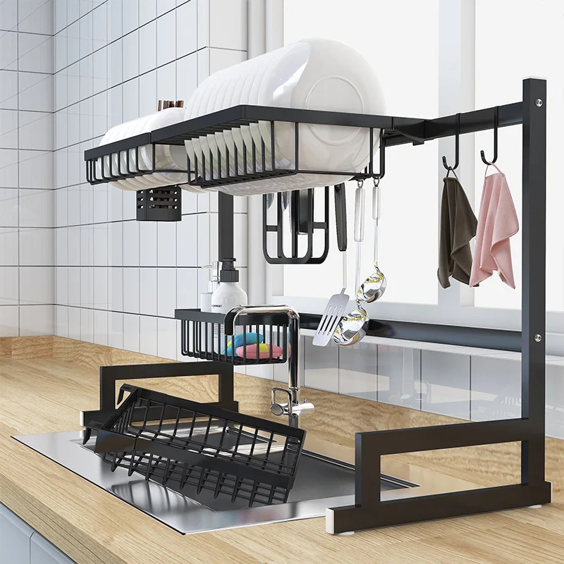 at Home Black Steel & Wood Dish Rack Black | Boscov's