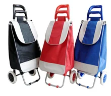 Portable Lightweight Folding Trolley Shopping Cart with 2 Wheels Grocery Foldable Shopping Trolley Bag