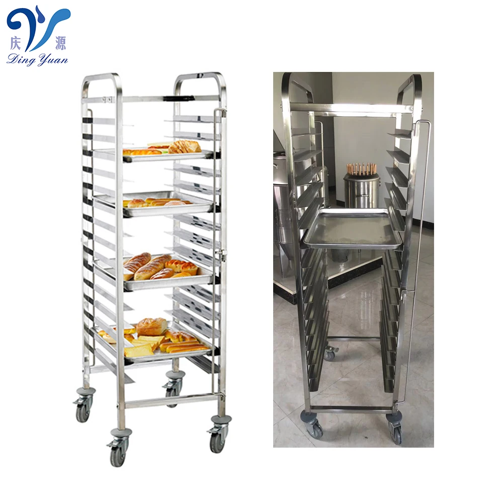 Hotel Stainless Steel Aluminum Tray Trolley Bread Baking Rack Bakery  Pushing Trolley