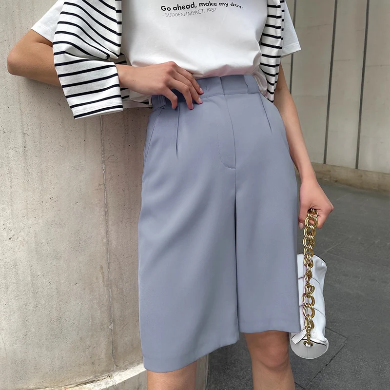 Pantalones Cortos Informales De Cintura Alta Para Mujer,Shorts Largos De  Diseñador,Elegantes,De Pierna Ancha,Color Caramelo,Hasta La Rodilla,Para  Verano,2022 - Buy Las Mujeres Pantalones Cortos De Verano 2022,Mujer  Pantalones Cortos,Mujeres Pantalones 