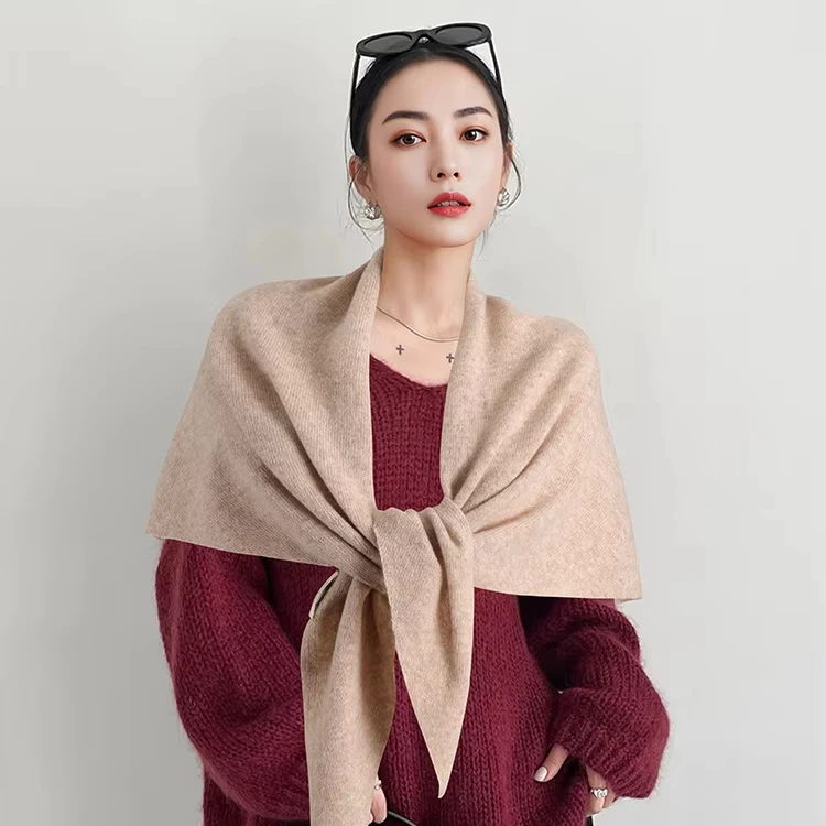 100% Red Australian Wool Shawl Oversized Autumn Winter Triangle Scarf New Warm Knitted Scarf For Women_voghion.com