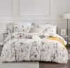 White Printed with Blue & Blush Flowers