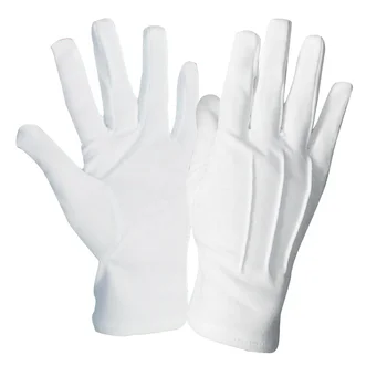 GM1003 Sweat-absorbing Breathable Stretch Three-string Three-beam Elastic White Ceremonial Cotton Gloves