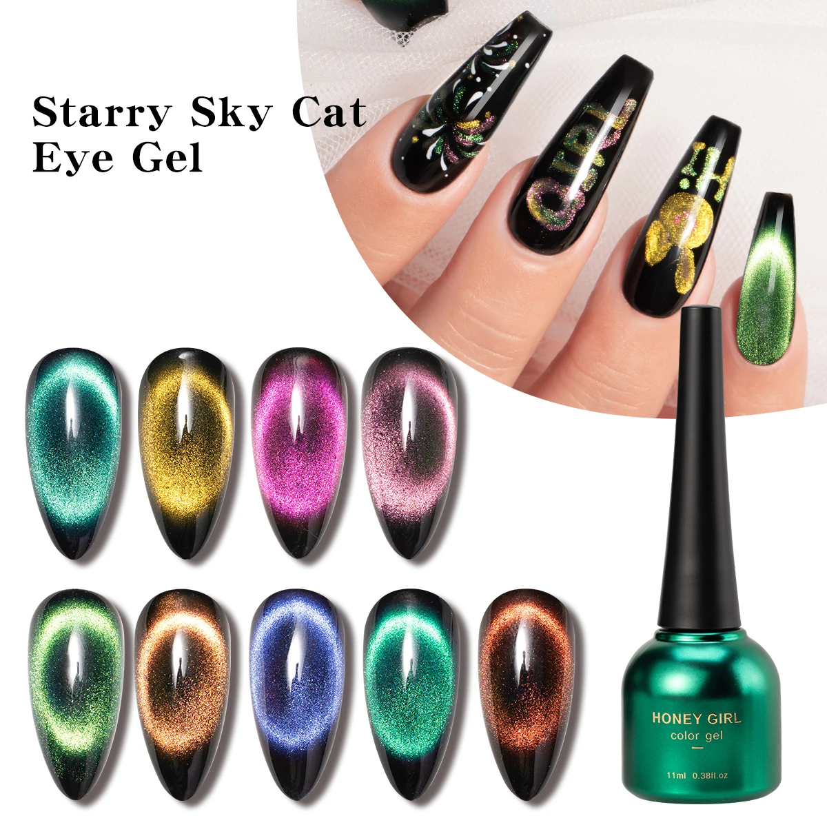 Sparkling Cat Eye Gel Magnetic Color Custom Logo Glitter Magnetic Uv Nail Varnish Cat Eye Gel