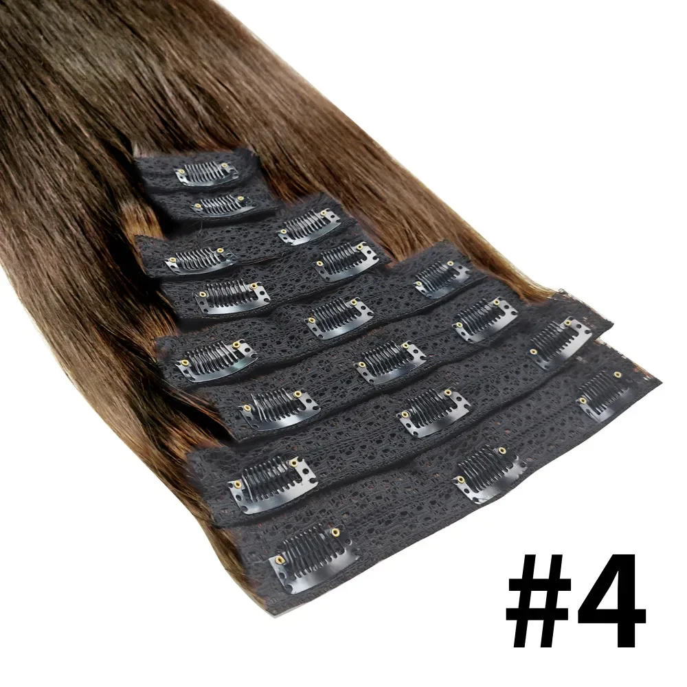 Glattes Clip In Echthaar Extensions Remy Haar Natürlich Schwarz_voghion.com