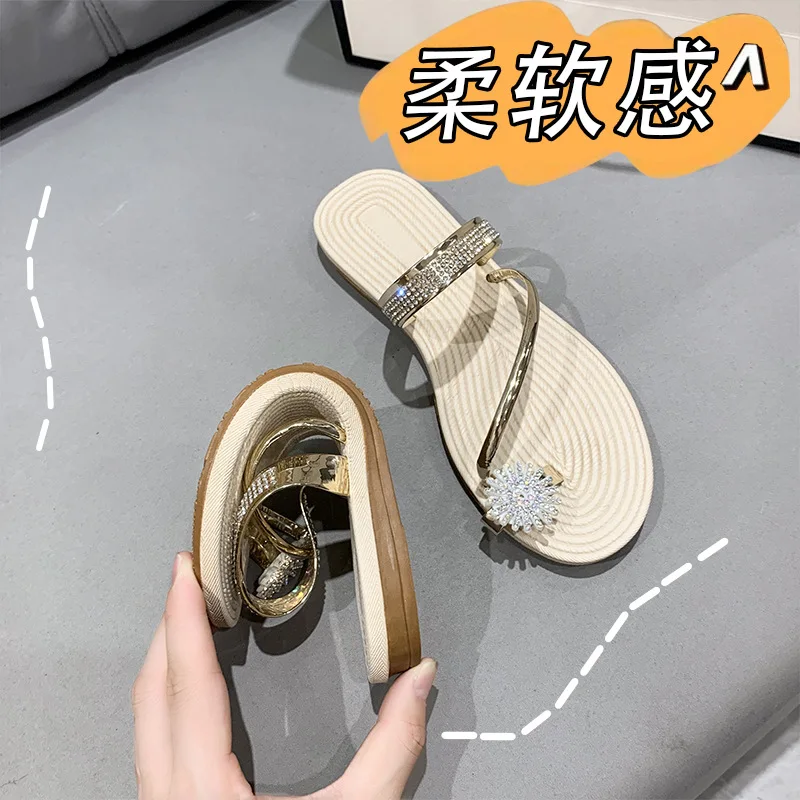 Fashion Bling Sliver Rhinestone Women Flip Flops Slippers Summer Beach Sandals Female Girls Flat 