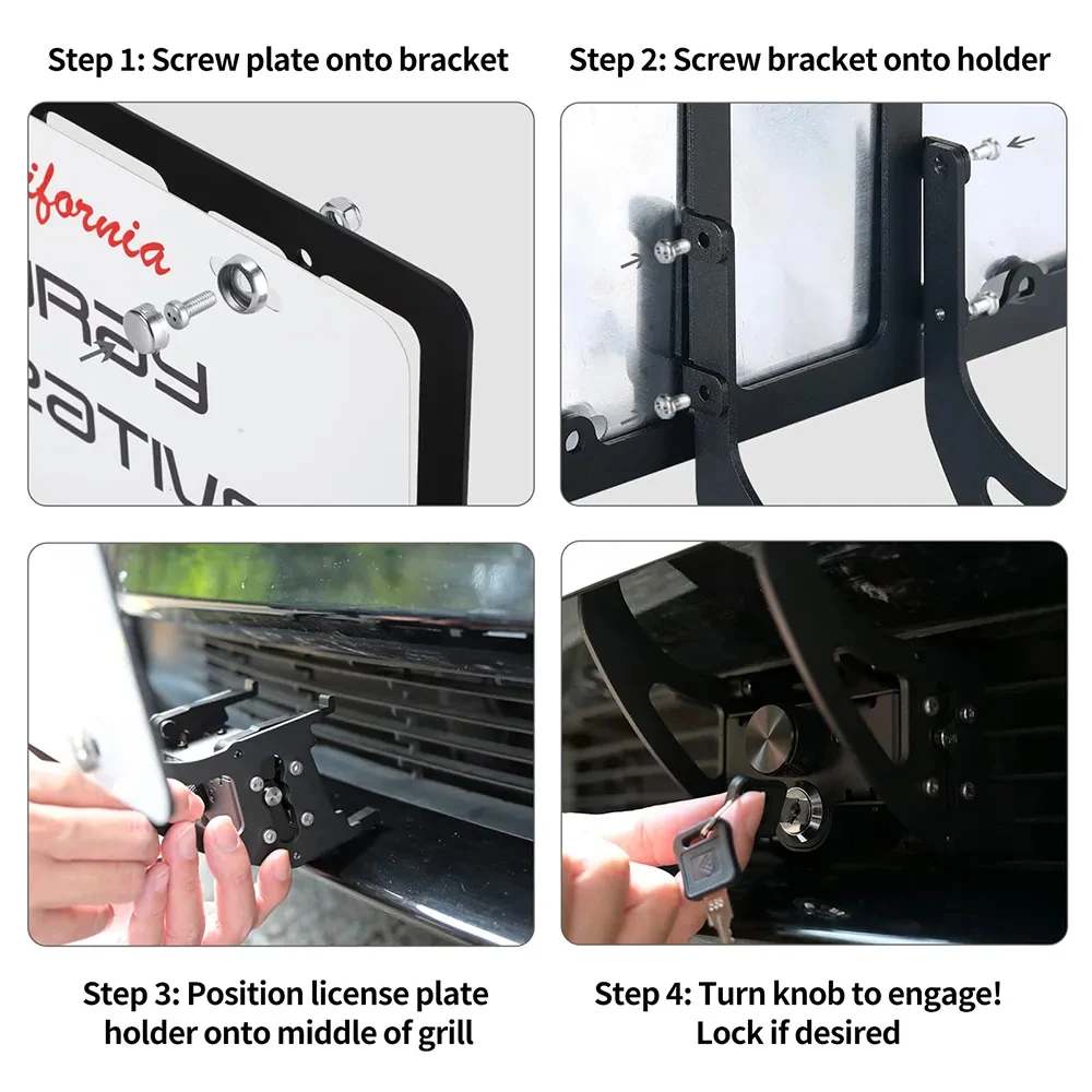 Model 3 Y Aluminum Alloy License Plate Frame With a Key Lock for Tesla Front Front License Plate Bracket Mounting Kit details