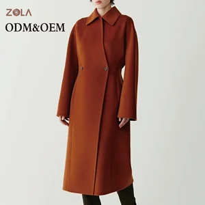 Women's Long Casual Winter Cashmere Coat Eco-Friendly with Button Decorations Double Face