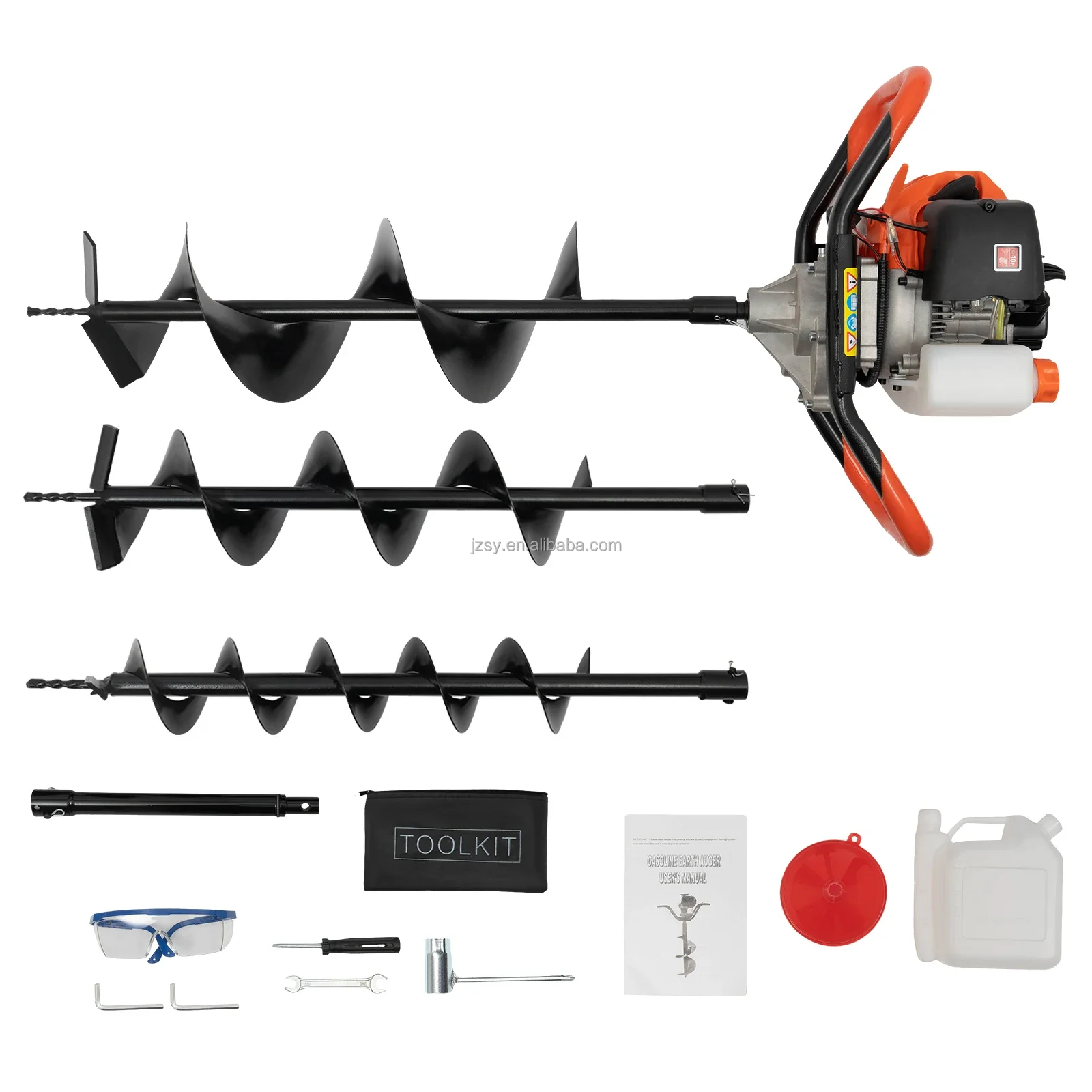 2 Stroke 52cc Post Hole Digger Earth Auger Machine 25cm 30cm Gasoline ...