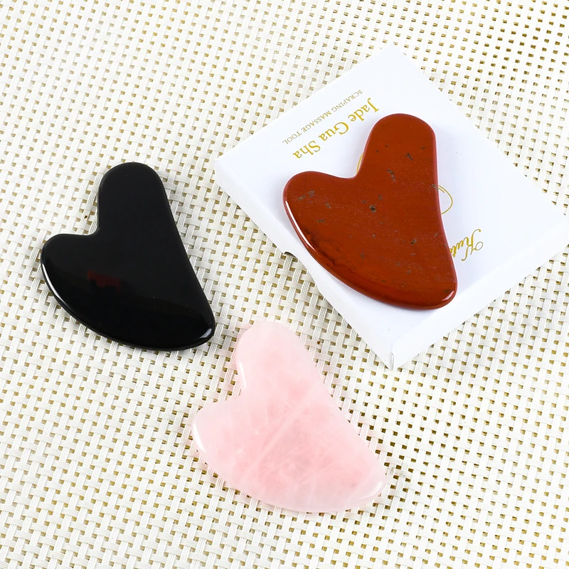 Лидер продаж, Нефритовый набор камней Gua Sha, собственный бренд, розовый кварц Gua Sha, массажер для лица, оптовая продажа, Нефритовый инструмент для ухода за кожей Guasha