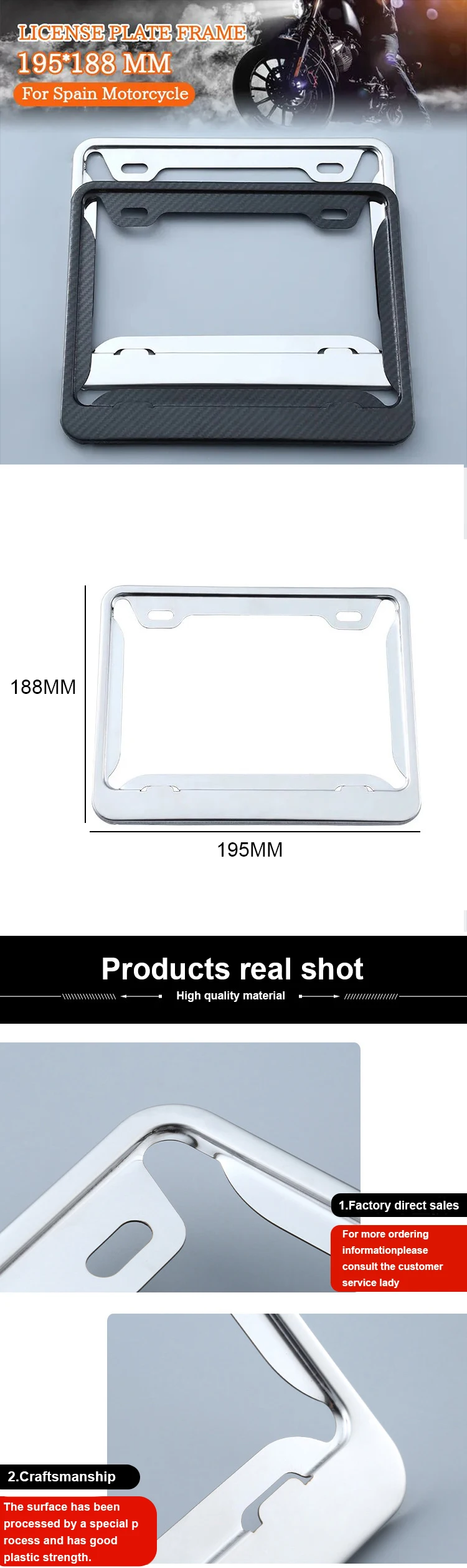 Custom Sublimation Carbon Fiber License Plate Bracket Holder Frame Motorcycle Metal License Plate Frame manufacture