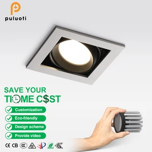 PULUOTI 148mm*148mm*160mm Recessed LED Downlight Replaceable AR80 COB Bulb 12W 18W Ceiling Spot Lights AC110 220V