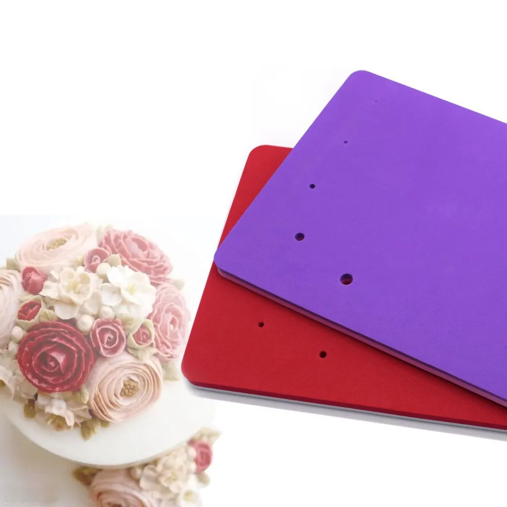 Rectangular Fondant Cake Sponge Mat With 5 Holes for Paste Carving Decoration Sugar Flower Foam Pad