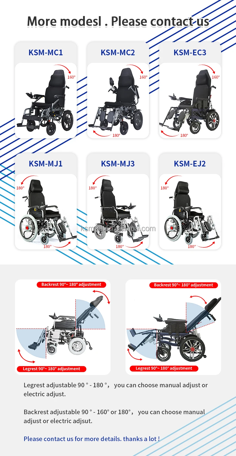 Ksm508 Wheelchair With High Back Backrest 90160/180 And Legrest 90180 Adjustable Electric